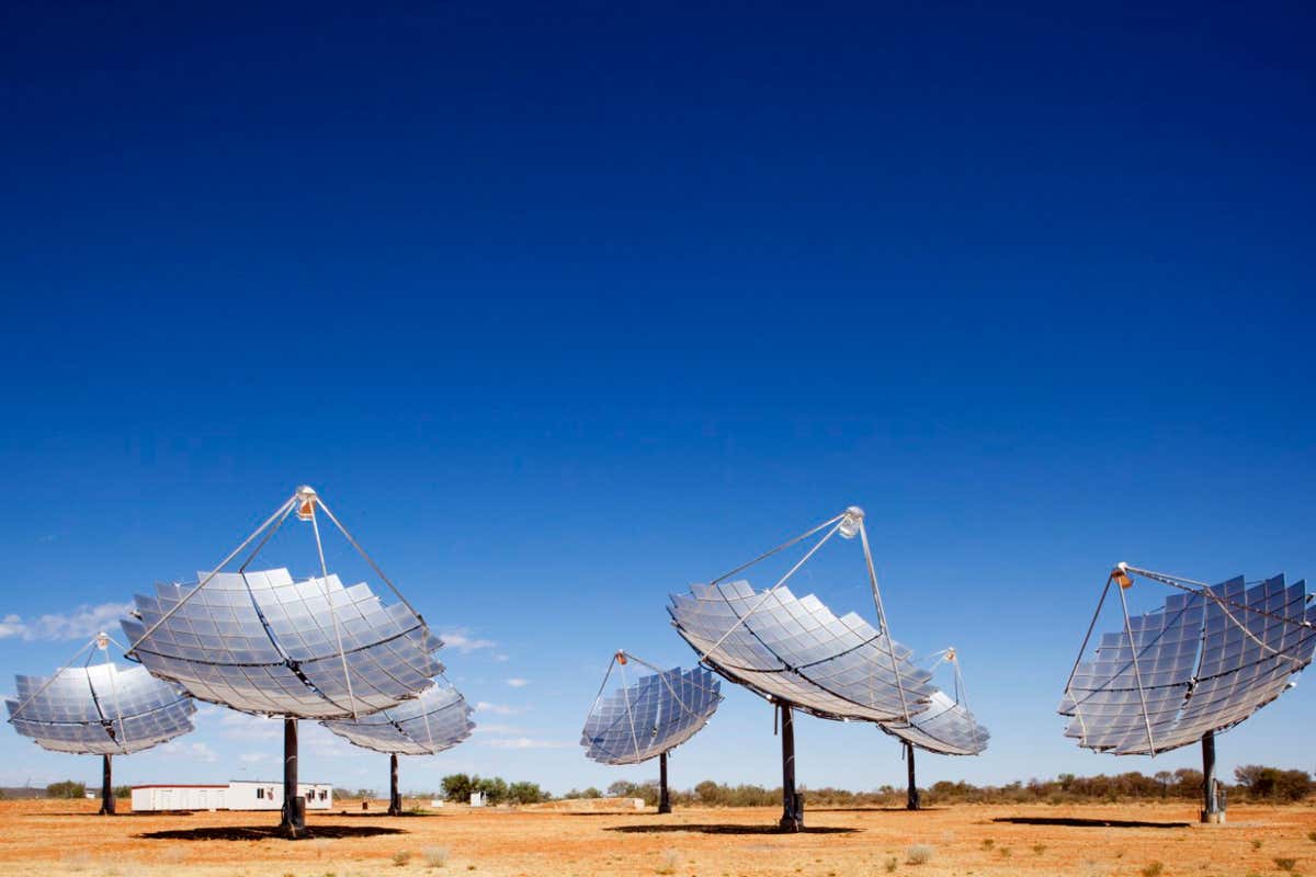 Australia, Northern Territory, Hermannsburg, Solar Power Generating Station in Outback